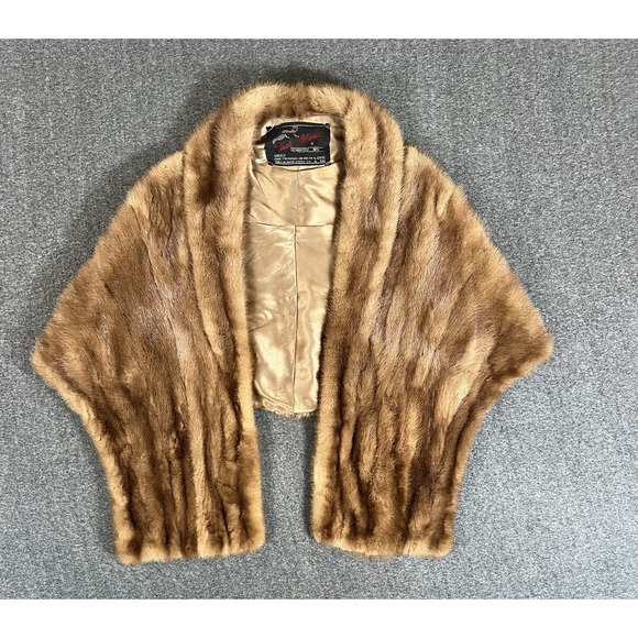 Vintage Voula Mitsakou Mink Fur Shawl Shoulder Wrap One Size Made In Greece - Picture 16 of 16